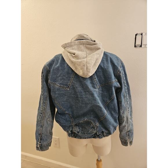 Vintage Blue Hoodie Jean Jacket Size Xtra Large XL New Order Outerwear American - Picture 2 of 11